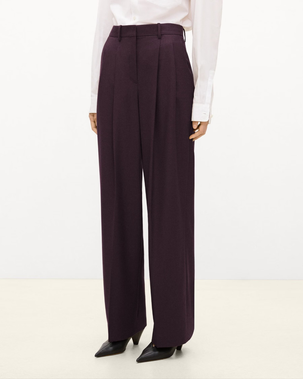 Theory Project WP201 Wool Gab Pleated Pants Women 12 Navy Virgin Wool 32" Inseam